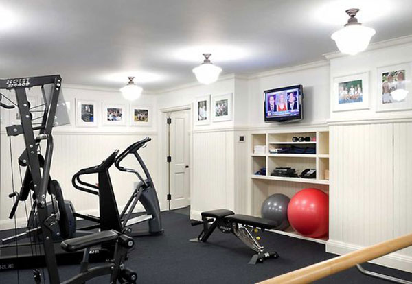 clean and bright home gym and fitness studio