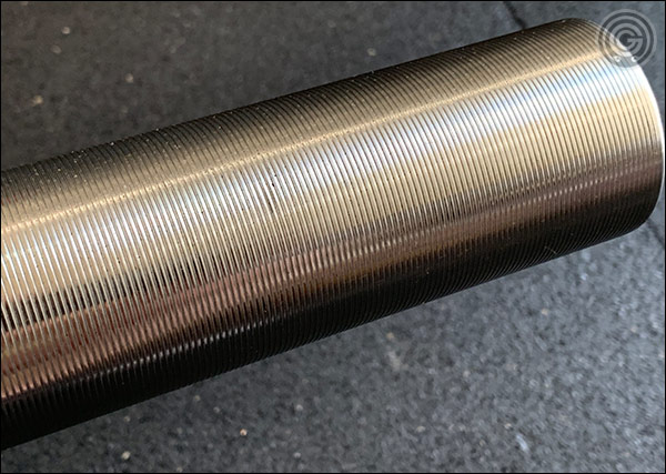 Grooved, Stainless Steel Sleeves of the Vulcan Absolute SS Olympic Bar